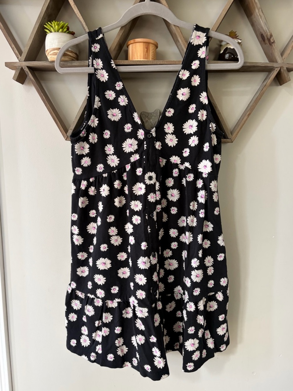 Asos Design black sleeveless floral mini dress. Size 10 Petite.